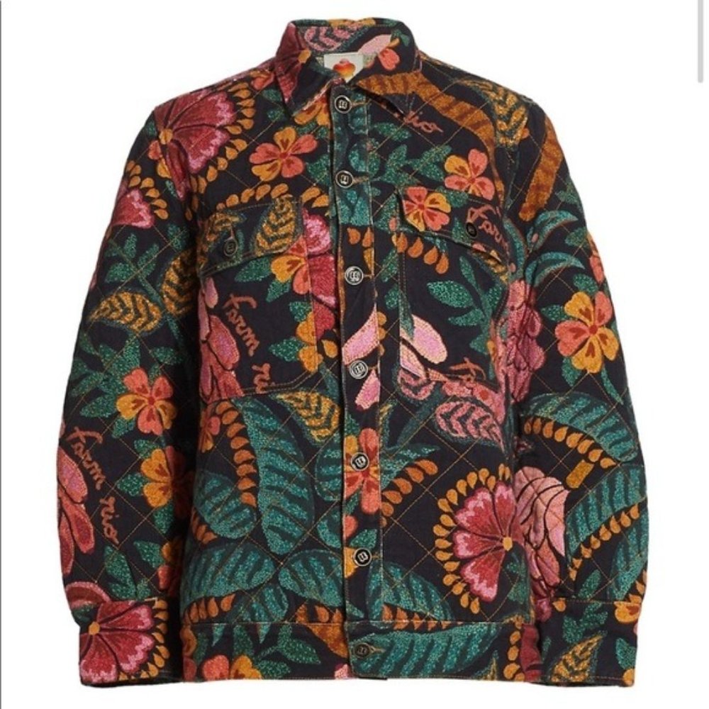 FARM Rio Flowerdoscopic Gabardine Jacket Floral Spring - Picture 2 of 16